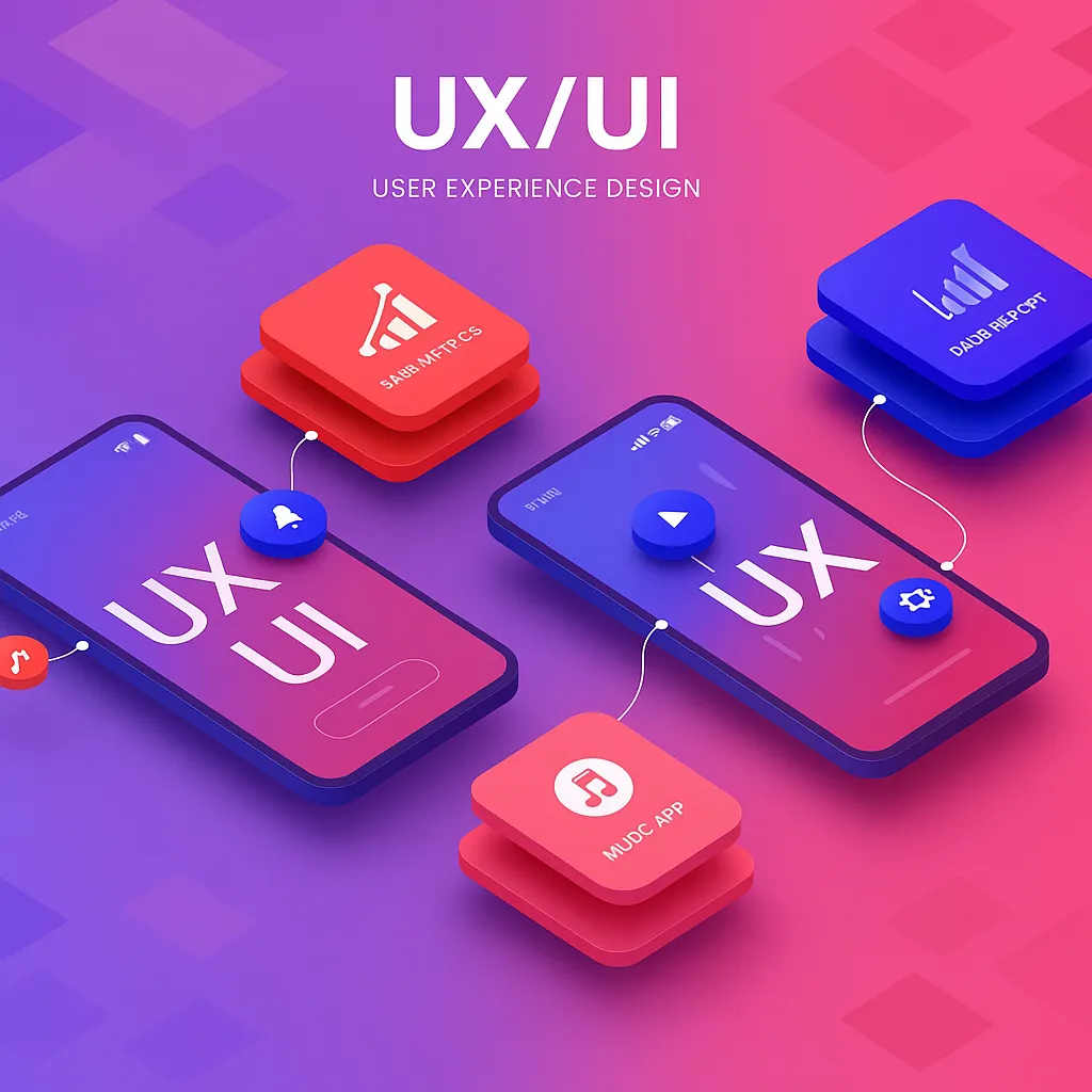 UX/UI Optimization Process - Responsive Design and Analytics UX/UI optimization process showing responsive layout design and behavioral analytics