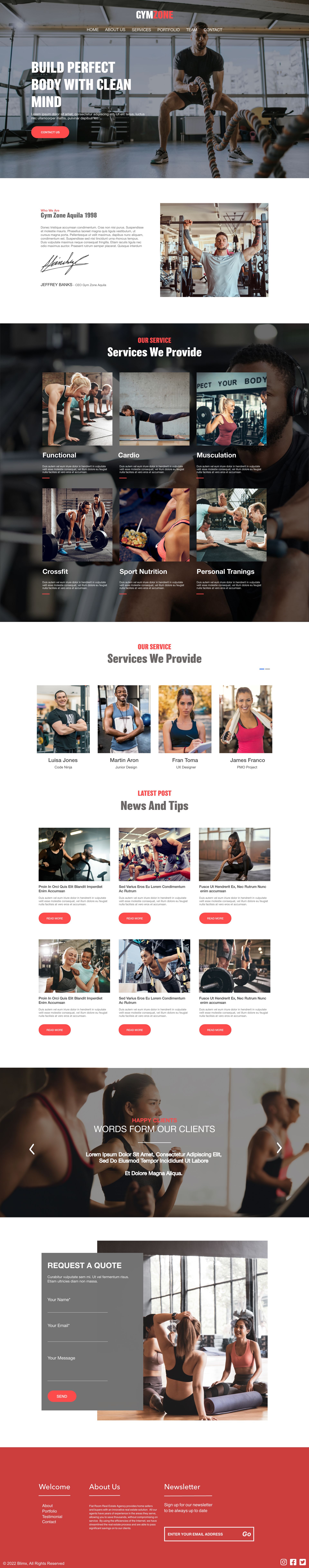 Gym Zone Website Design