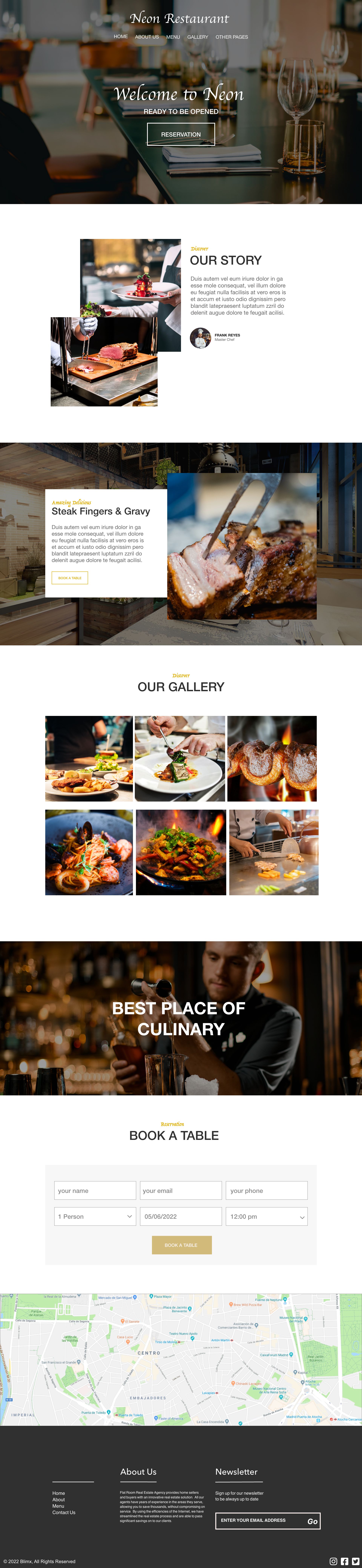 Steak Restaurant Website Design