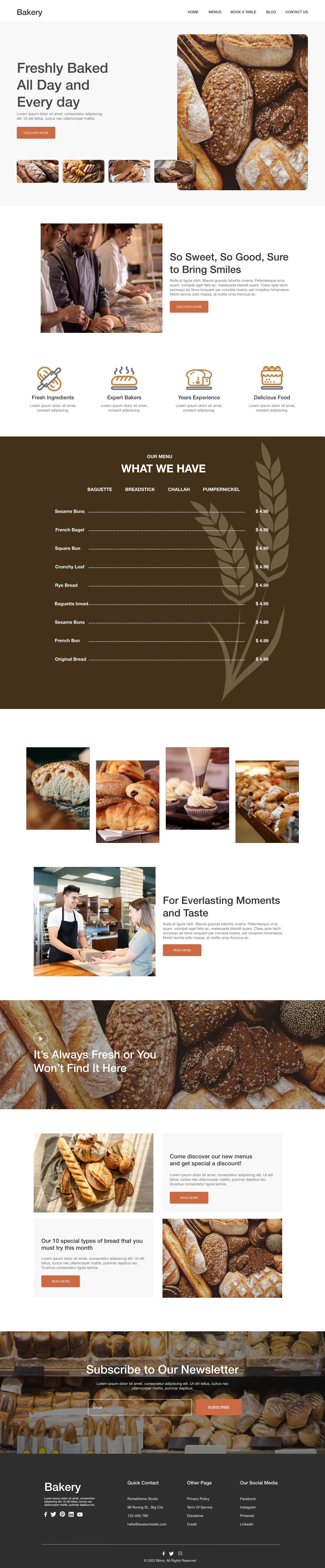 Bakery and Pastry Website Design
