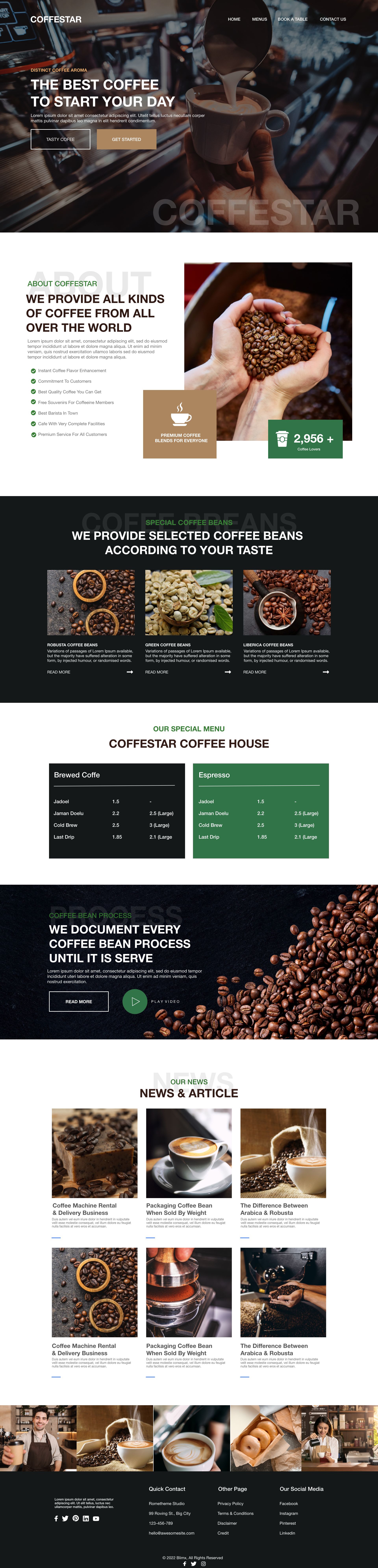 Cafe & Coffee Website Design