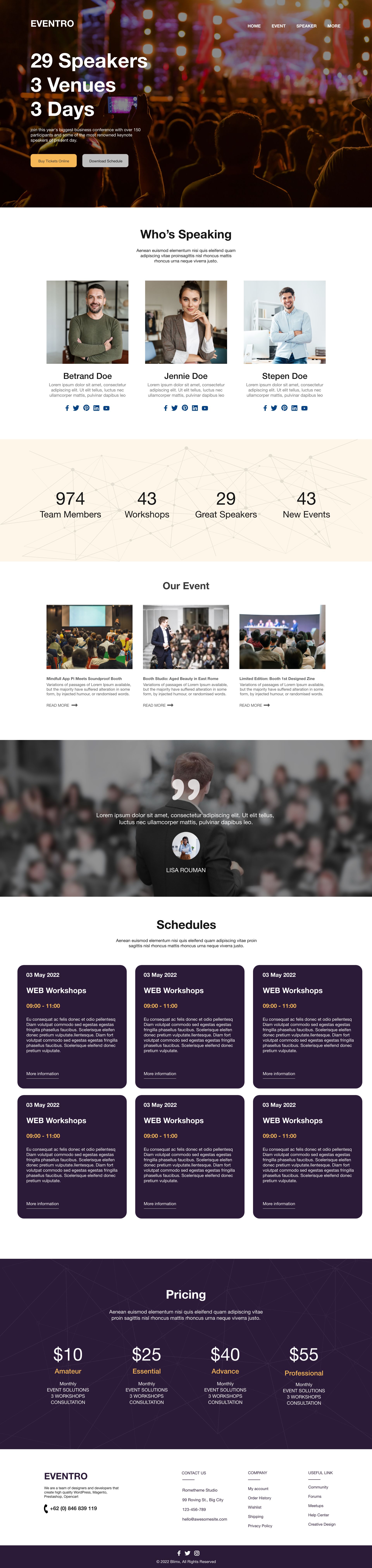 Events & Speakers Website Design