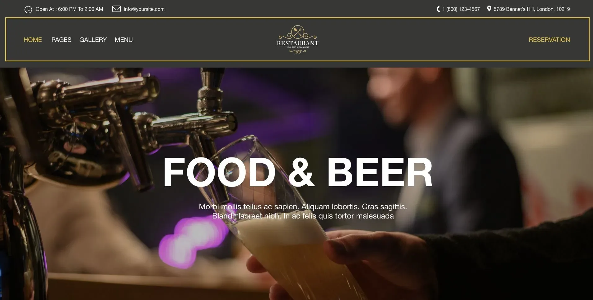 Food and Beer Website Design