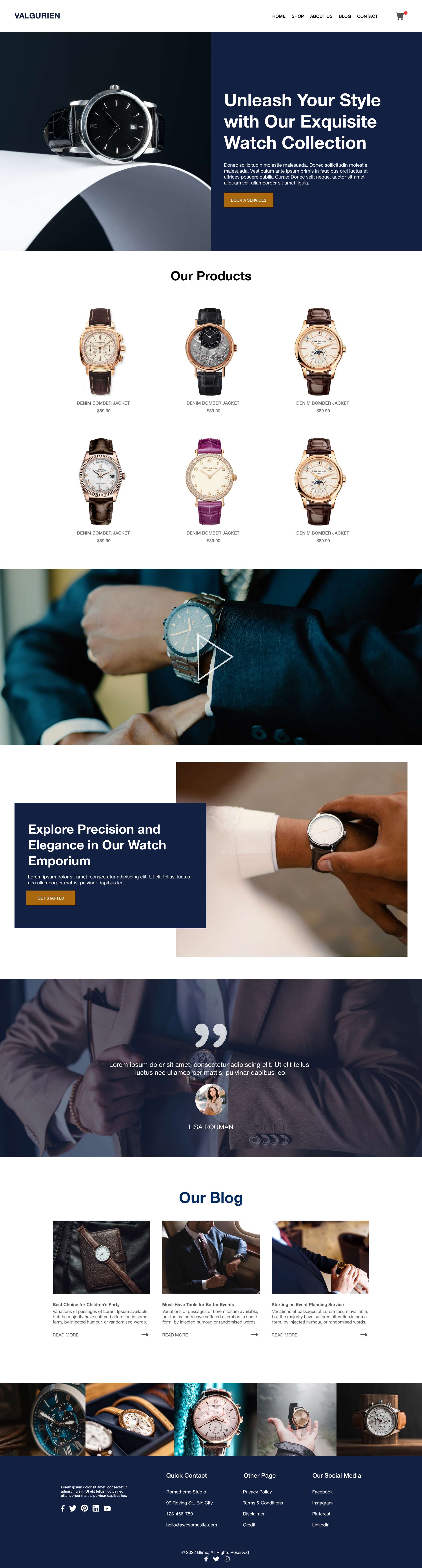Men's Watches Website Design